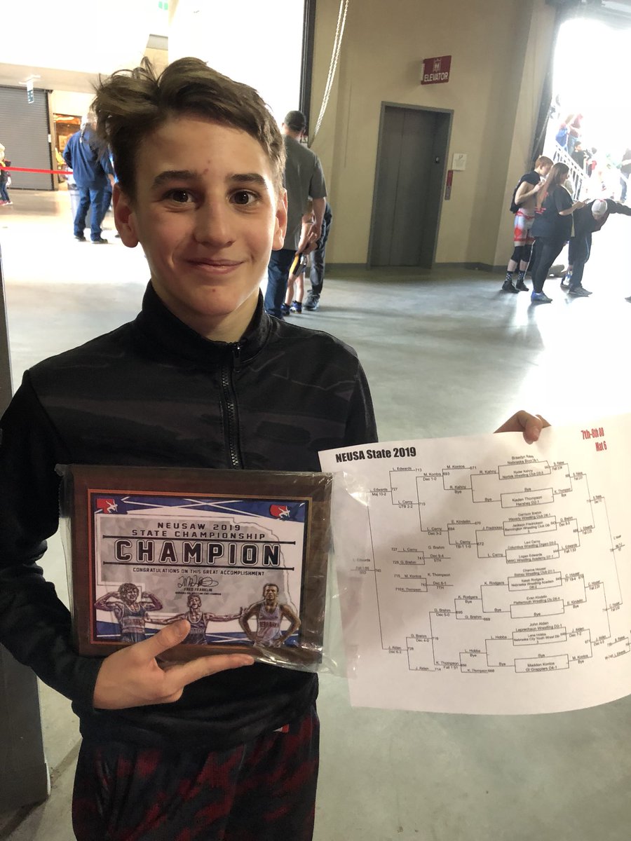 sidneynewrestle's tweet image. Back 2 Back State Champion Chance Houser 7th-8th grade division 80 pounds! He is now a 3 time Career USA Folkstyle State Champ! #7thgrader