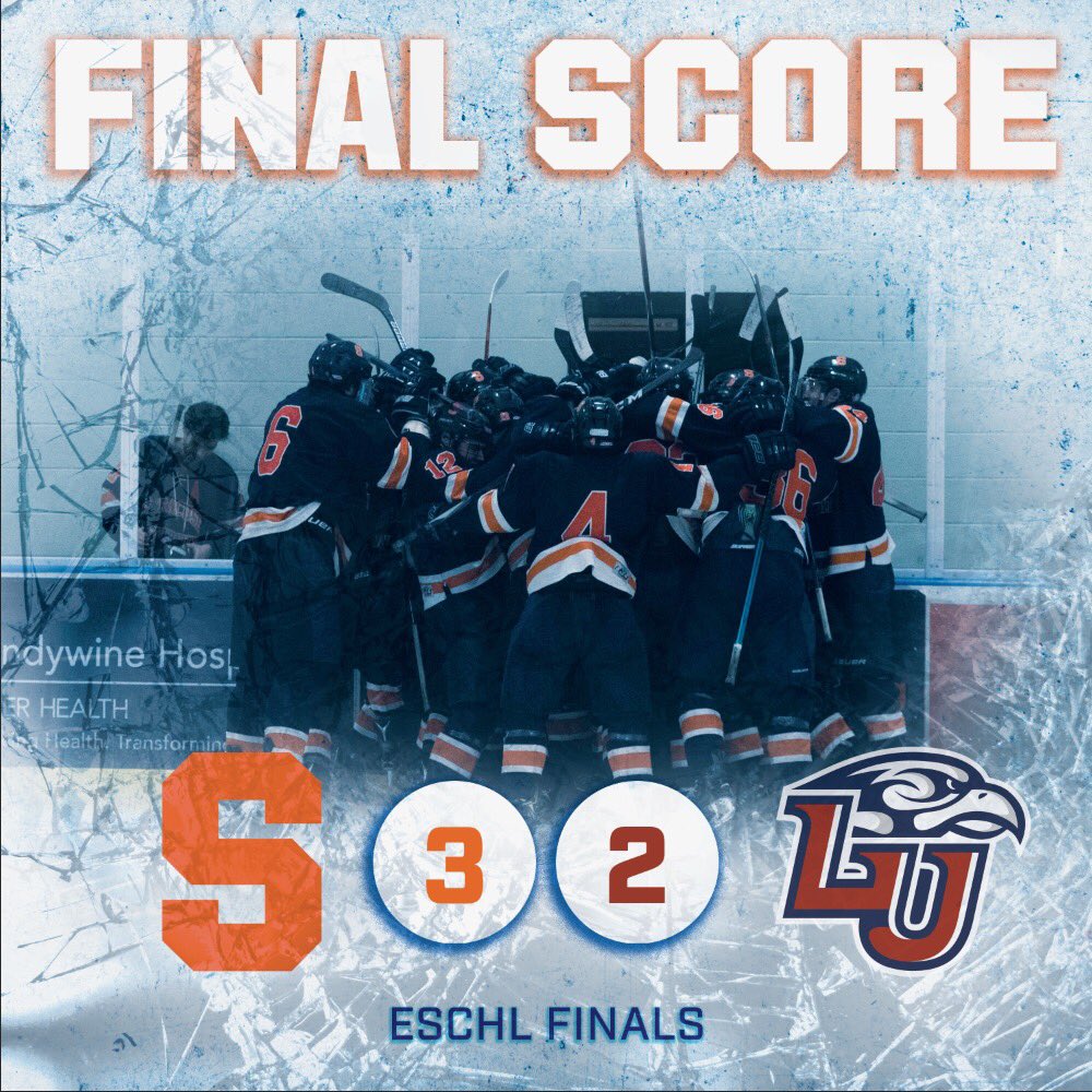 CHAMPIONS! Captain Connor McNamara scores and the Orange win 3-2 against Liberty in double OT 🎉 Your Syracuse Orange are ESCHL champs 🏆