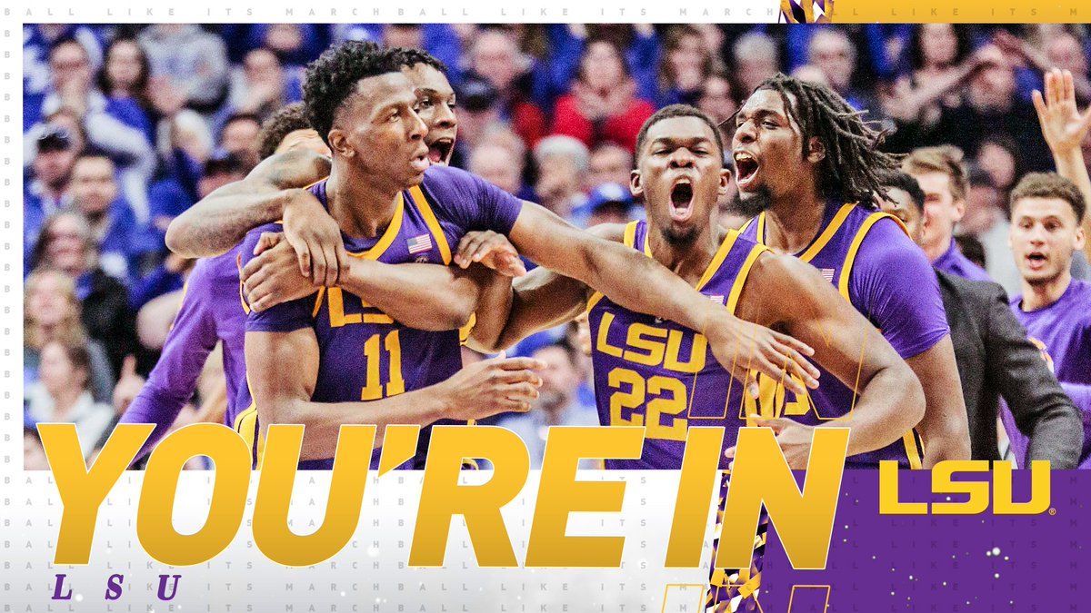 MarchMadnessMBB's tweet photo. LSU is DANCING! 🕺

#SelectionSunday | @LSUBasketball https://t.co/mZjA03tJ6J