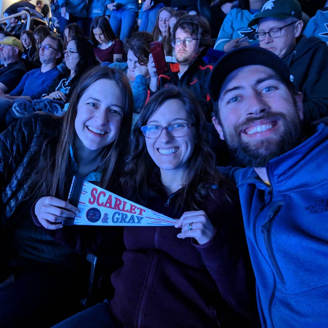 Buckeyes at the San Jose Sharks game! @metal_fueled @beeeeeg #teamscarlet #buckeyesgive