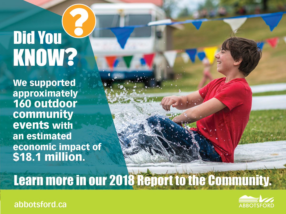 City_Abbotsford's tweet photo. DYK: The City supported approximately 160 outdoor community events with an estimated economic impact of $18.1 to #Abbotsford.
Learn more here: https://t.co/sjdtSzTsur
#HuboftheFraserValley #BuildingtheHub #Bizfriendlyabby https://t.co/KNCh0MaJQA