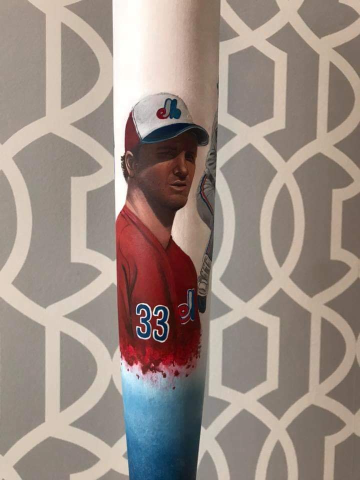 Madosa4's tweet photo. What an awesome project that I just finished for @ExposFest This hand painted @mark_lumber bat gonna be auction for the Expos Fest next Sunday #katdipg #dipg #baseball #mtl #Montreal #MLB #Walker #expos #montrealexpos #painting #arts https://t.co/xdc3by9qC2