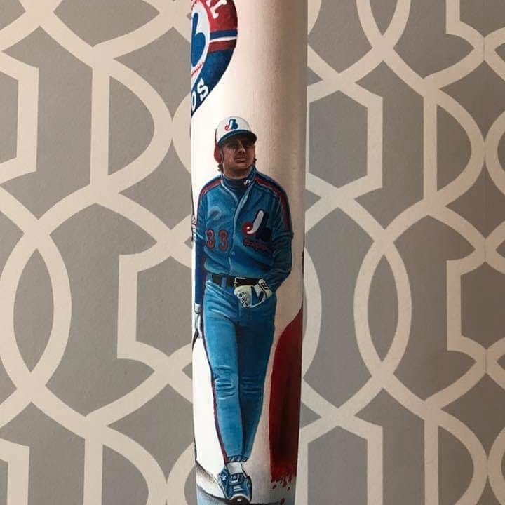 Madosa4's tweet photo. What an awesome project that I just finished for @ExposFest This hand painted @mark_lumber bat gonna be auction for the Expos Fest next Sunday #katdipg #dipg #baseball #mtl #Montreal #MLB #Walker #expos #montrealexpos #painting #arts https://t.co/xdc3by9qC2