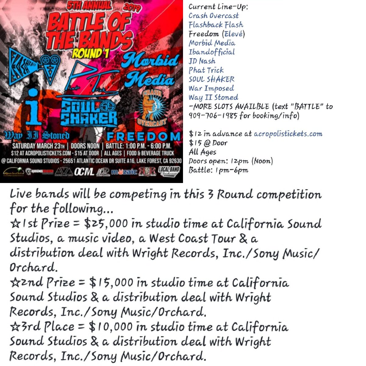 JDNashRocker's tweet photo. PLEASE SHARE!! I'm playing a Battle Of The Bands this Sat. in OC!! Will be playing in front of @Wright_Records @NathanWrightCEO a part of Sony Music!! #nevergiveup #positivevibes #labands @wrightrecords #wrightrecords @sonymusicglobal #sonymusic #battleofthebands #orangecounty https://t.co/AZ4Zhp8aWu