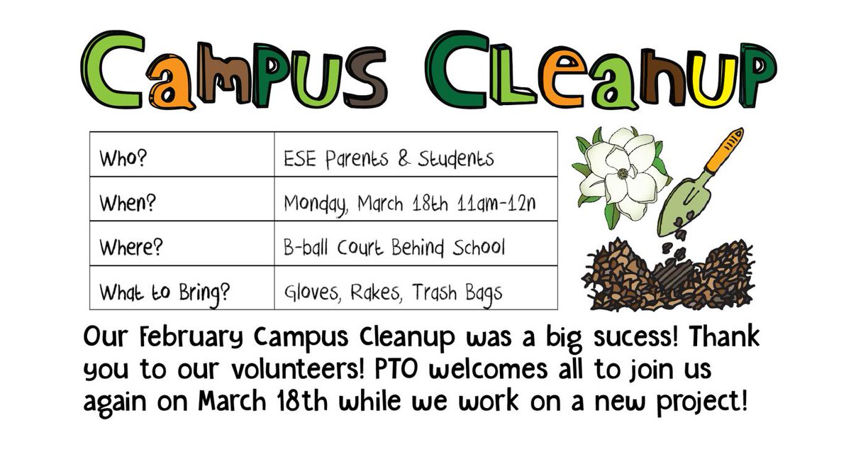 MeganLScales's tweet image. Reminder:  We have a Campus Cleanup Day tomorrow with a whole new project from 11 to noon! Hope to see you there! @HumbleISD_ESE