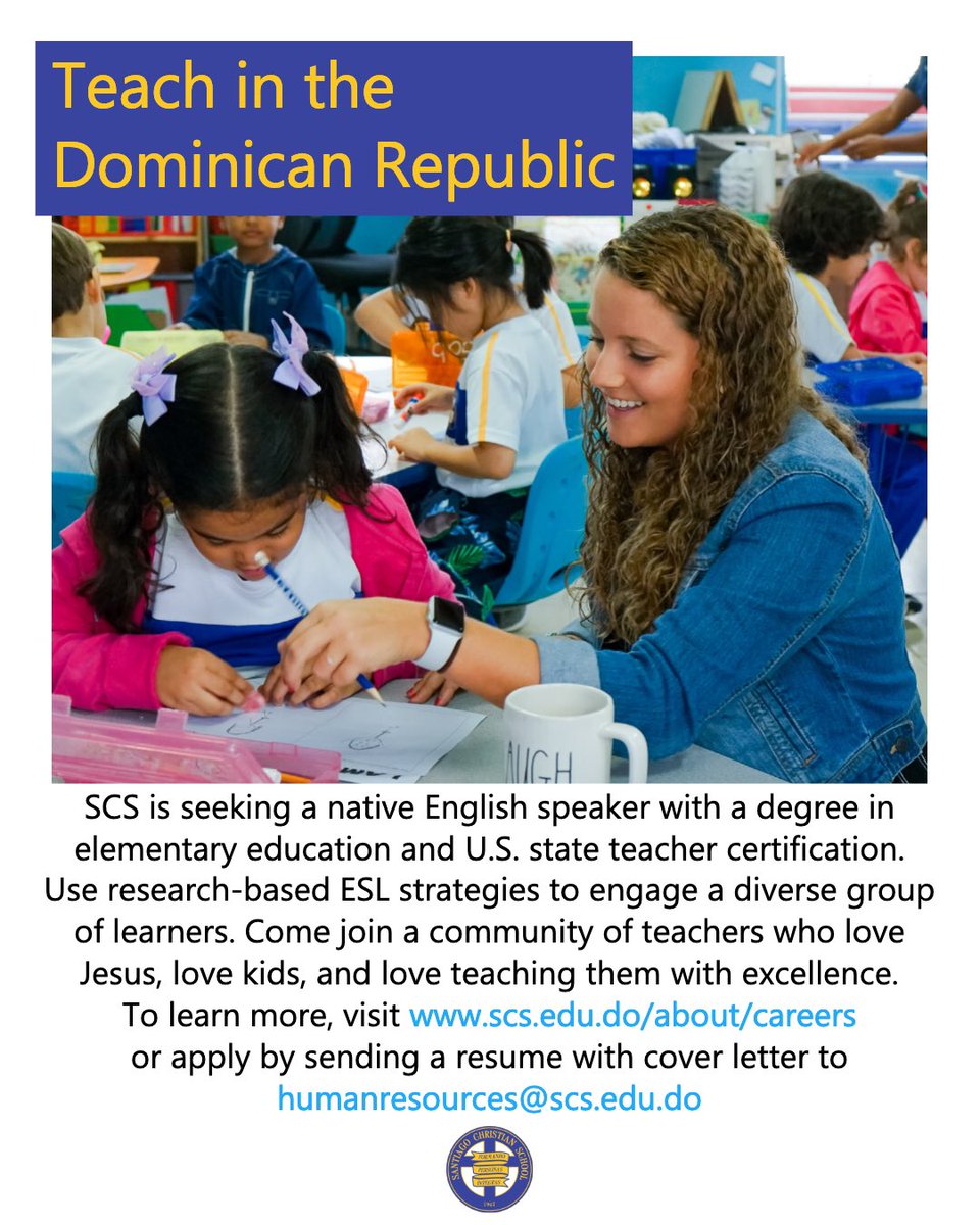 OfficialSCS's tweet photo. We're hiring! We are looking for an Elementary Teacher who loves Jesus, loves kids, and loves teaching them with excellence.⁣
⁣
Know someone who might be interested in joining the SCS family? Visit the link in our Bio. We can't wait to hear from you! https://t.co/6kXgy6CB2B