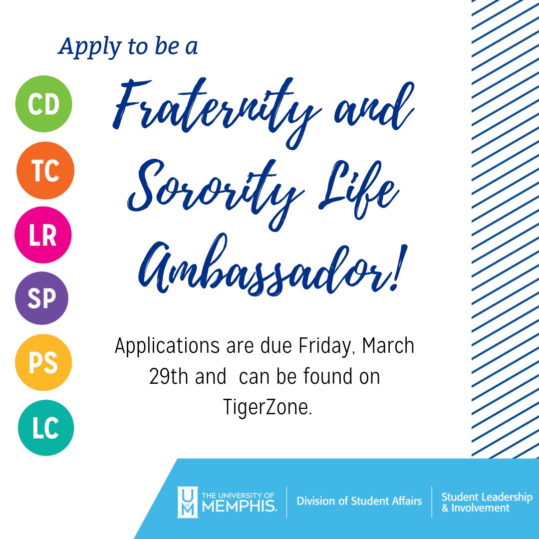 Are you interested in serving the FSL community at various outreach programs throughout the year? Then you should apply to be a Fraternity and Sorority Ambassador!
Apply via TigerZone today 🐯