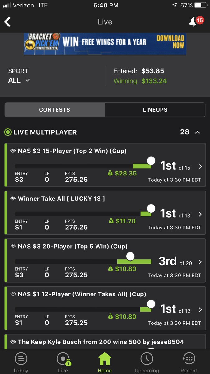 NCBetz247's tweet photo. Another NASCAR race another solid week with @nextleveldfs and the #FAST3 team https://t.co/gaF4x8D5r8
