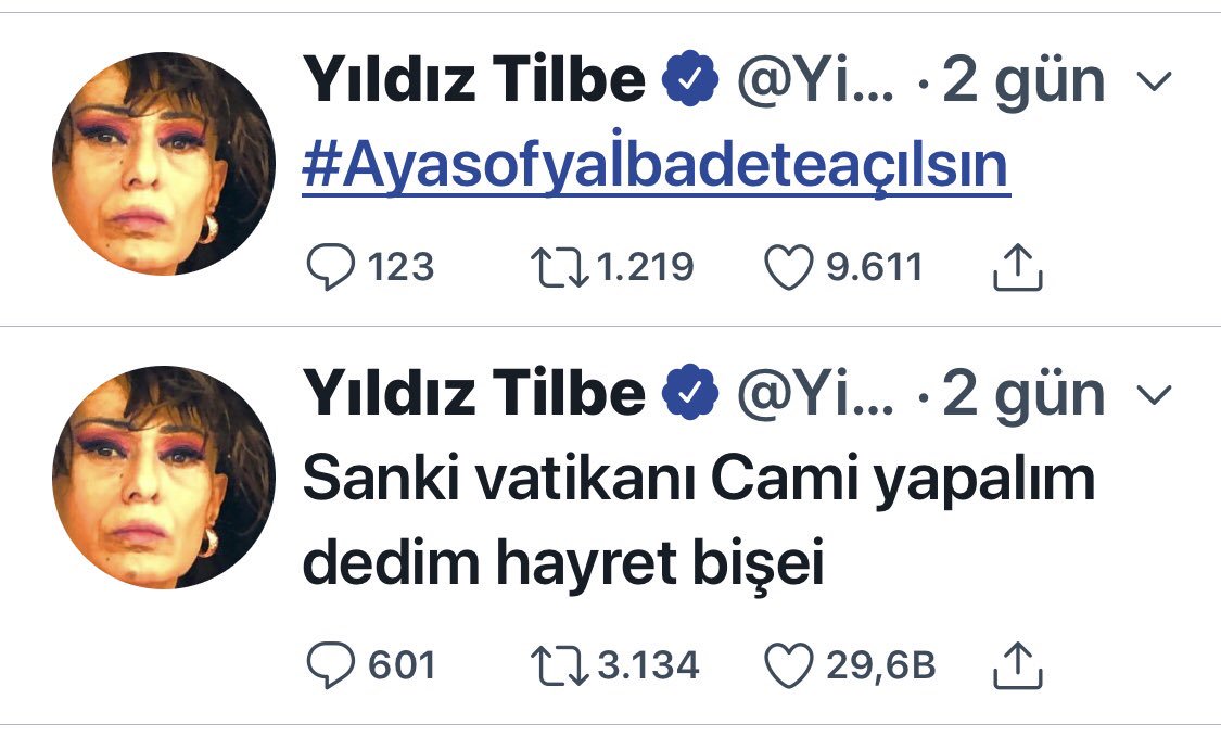 06melihgokcek's tweet photo. YILDIZ TİLBE BAYAN SANATKÂRLARIN GÖZÜ EN KARASI, EN YİĞİDİ...
DOĞRU BİLDİĞİNİ SÖYLEMEKTEN ZERRE ÇEKİNMEYECEK KADAR CESUR.
İŞTE AYASOFYA İÇİN SÖYLEDİKLERİ VE TEPKİ KOYANLARA VERDİĞİ CEVAP...
ALKIŞLARI HAKKETTİN YİĞİT SANATÇI👏👏👏👏👏👏👏👏👏👏
HERKES ALKIŞLASIN LÜTFEN👏👏👏 https://t.co/wMigJ3QWGO