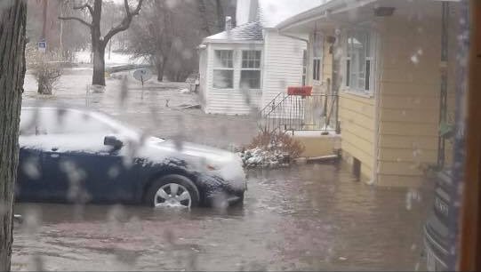 MrsKatieNiemann's tweet photo. Cale and I went up to Dannebrog, NE today to help his family with flood relief. Even though the town is completely devastated, it’s inspiring seeing how the community has come together to help one another recover #NebraskaStrong https://t.co/mMdWySXqMp