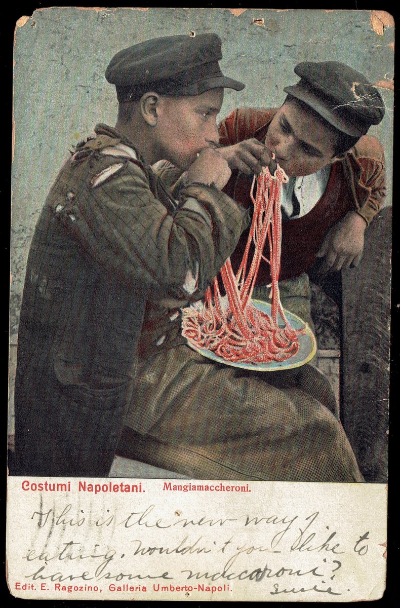 westfourthblvd's tweet image. Street Urchins Eating Spaghetti pub. E. Ragozino Naples Italy 1906 Postcard pc61a tuppu.net/59638703 #Etsy #VicsStamps #MyNewTag