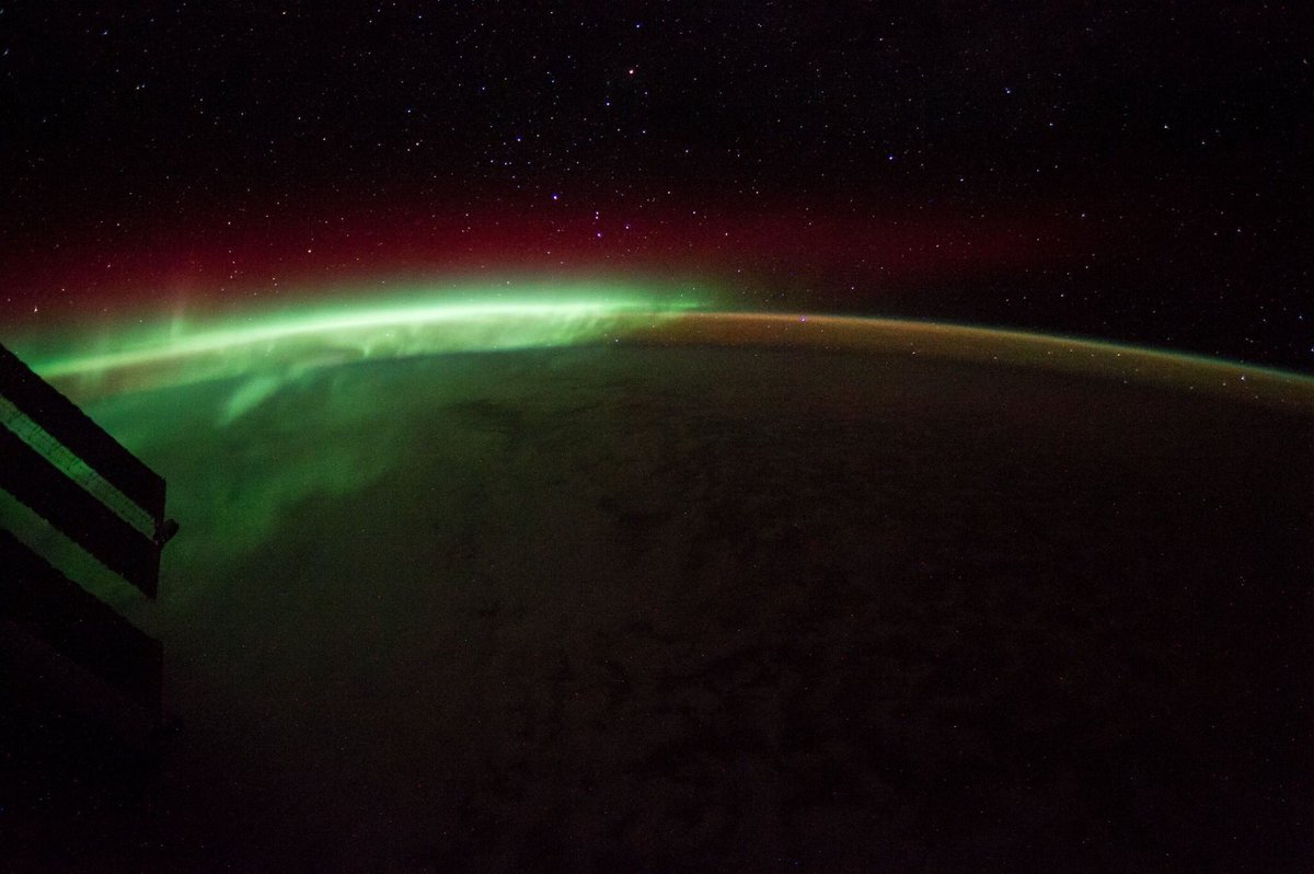 Celebrating #StPatricksDay watching the aurora from <a href="/Space_Station/">International Space Station</a> this year!