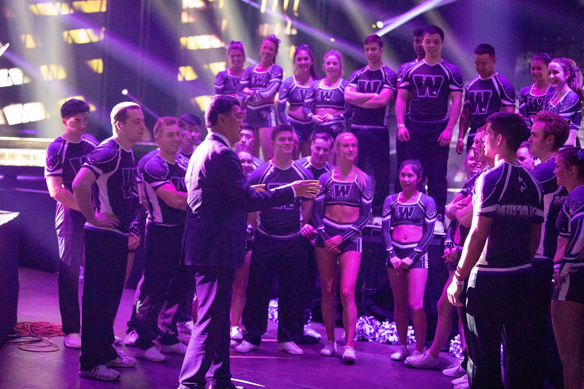 PresWesternU's tweet photo. Congratulations to our internationally-acclaimed @CheerWestern team &amp; amazing @WesternMustangs Marching Band. Kicking off @TheJUNOAwards in style! #WesternU #purpleandproud #LdnOnt https://t.co/okpB2XPVDf