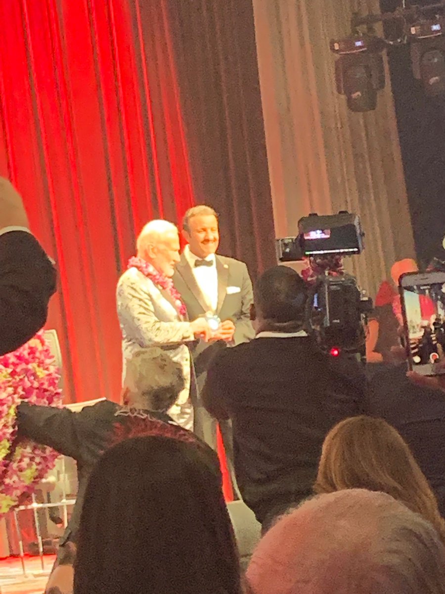 TheRealBuzz's tweet photo. Saluting the 50th Anniversary of the walk on the Moon @ExplorersClub together with fellow friends, astronauts &amp;  explorers. I’m honored to receive the Club’s award presented by Prince Sultan bin Salman Al Saud &amp; to share a few highlights of my view for Next Step Space programs. https://t.co/Rn1MdBDLcE