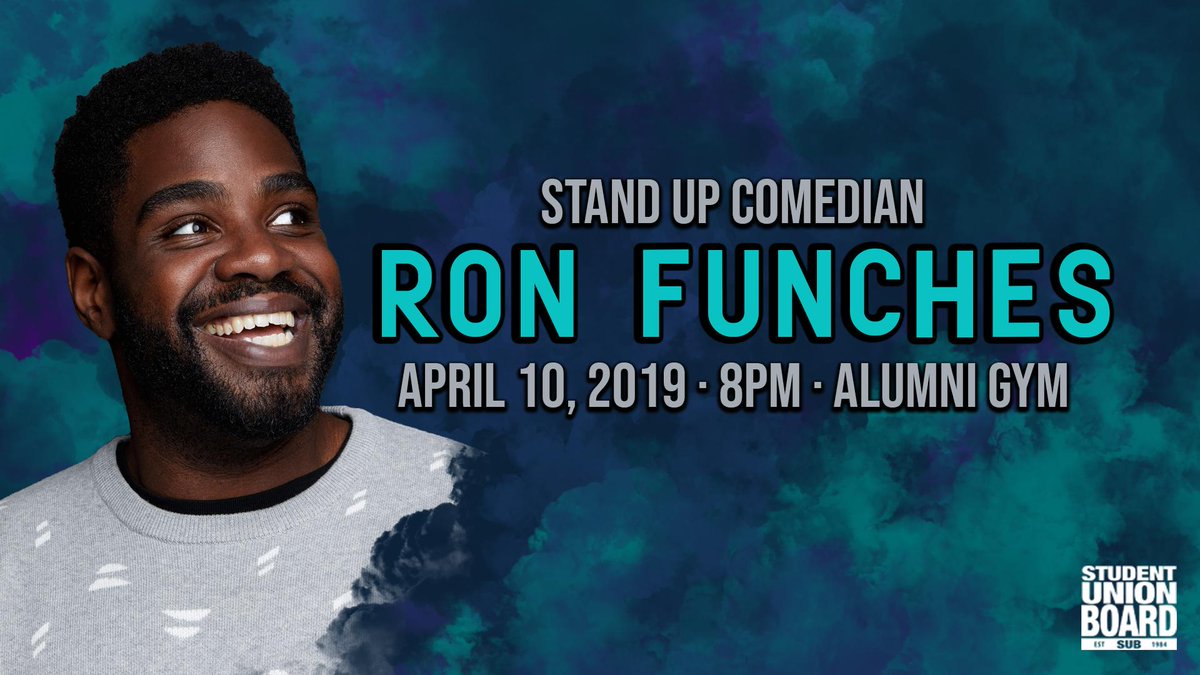 APRIL 10th!! Comedian Ron Funches will be in our very own Alumni Gym! Tickets go live, today, March 18 at noon, on Phoenix Connect. Make sure to get them before they sell out! See you there, GET EXCITED #SUBLove💙