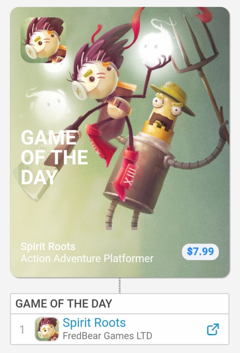 playplayfun's tweet photo. Spirit Roots is Game of the Day in many countries on the App Store 😍

Download now:
#AppStore : https://t.co/vf8R0xepPa

#indiegames #screenshotsaturday #streamers #platformer @ShoutStreamers @Streamer_Social #twitchstreamer #mobilegame https://t.co/eYtxEh1x0X