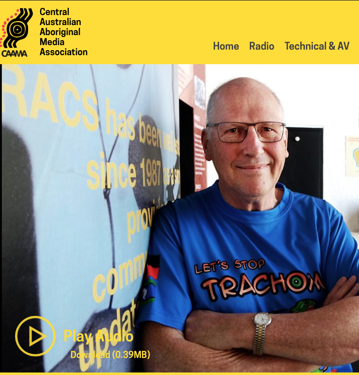 IEHU_UniMelb's tweet photo. .@profhughrt spoke with Paul Wiles from @CAAMA radio when in Alice Springs last week about #CTGV19 and the work to eliminate trachoma and Close the Gap for Vision. You can listen here: https://t.co/aVveH5cbaC @CAACongress @AMSANTaus @OptometryAus @Vision2020Aus @NACCHOAustralia https://t.co/DQaV4P3BhV