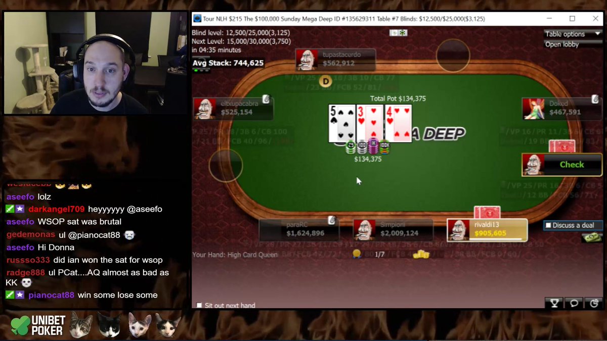 elron6900's tweet photo. Fianl 7 of #MegaDeep; @IanSimpsonPoker is chip leader, but @daraokearney is dangerous working from the short stacks ...

https://t.co/svFusvXqOh https://t.co/9AP88jH4cA