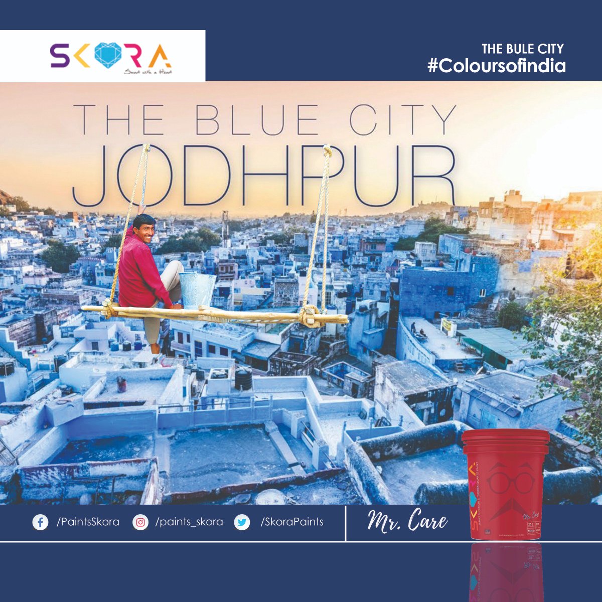 SkoraPaints's tweet photo. ::#𝐂𝐨𝐥𝐨𝐮𝐫𝐬𝐨𝐟𝐈𝐍𝐃𝐈𝐀::
𝑱𝒐𝒅𝒉𝒑𝒖𝒓
There’s a reason why #Jodhpur people don’t see the world in black &amp; white, The indigo-painted houses around the #Mehrangarh for in jodhpur lend a bluish hue to the hole city, especially when perceived from distance
#TheBlueCity https://t.co/UvfDq2tR6Z