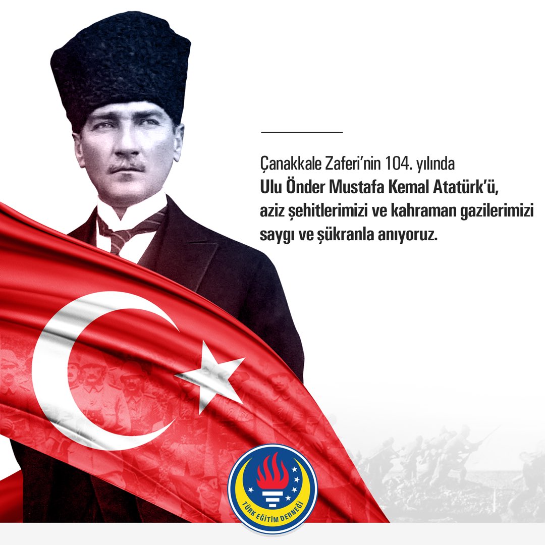18 Mart Çanakkale Zaferini Bizlere Armağan Eden Ulu Önderimiz Mustafa Kemal Atatürk'ü ve Tüm Şehitlerimizi, Saygı ve Şükranla Anıyoruz.
#18martçanakkalezaferiveşehitlerianmagünü 
#turkegitimdernegi #ted