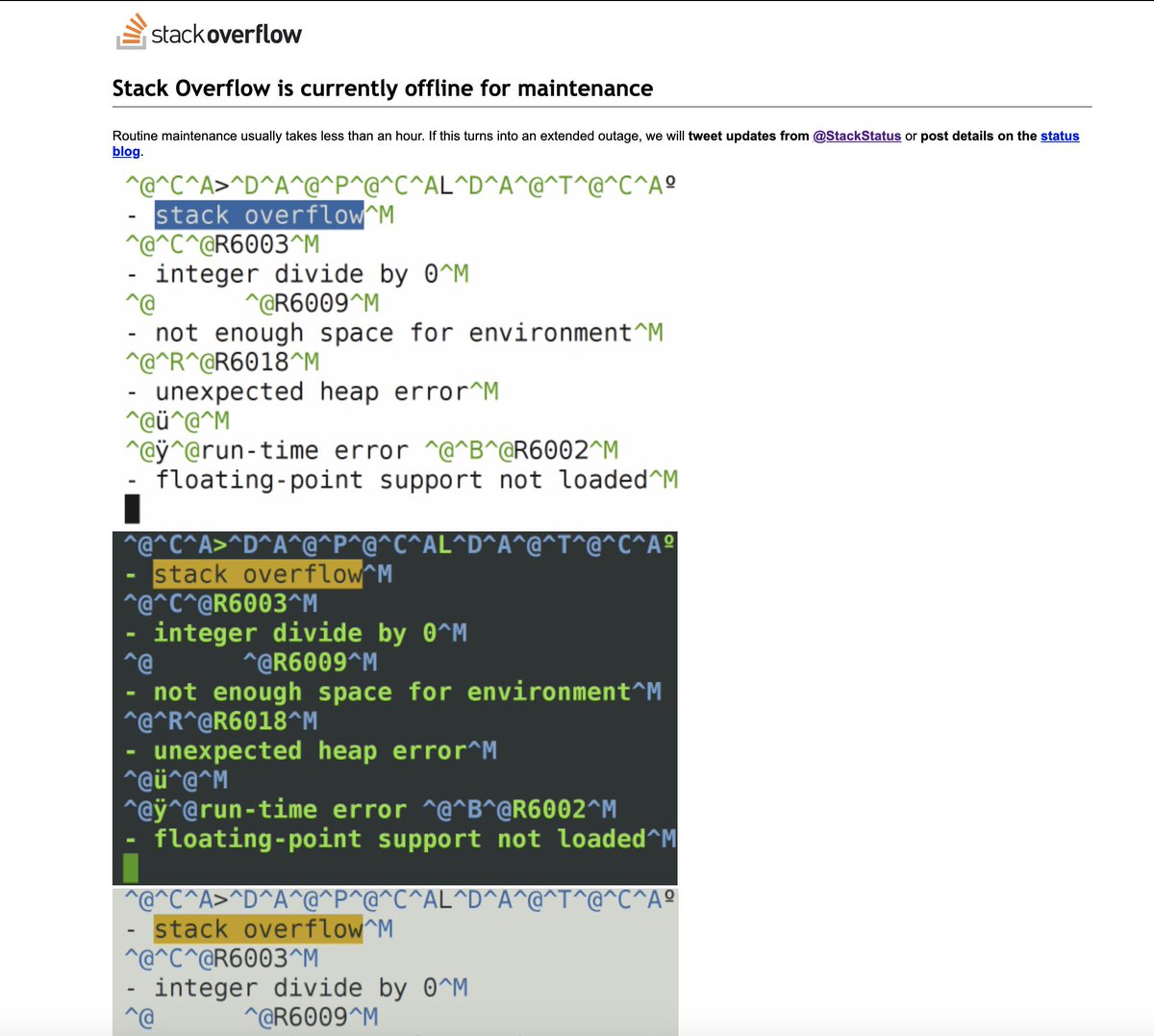 coding_idiot's tweet photo. @StackStatus Is #StackOverflow down! ? https://t.co/mu4ikbUN55