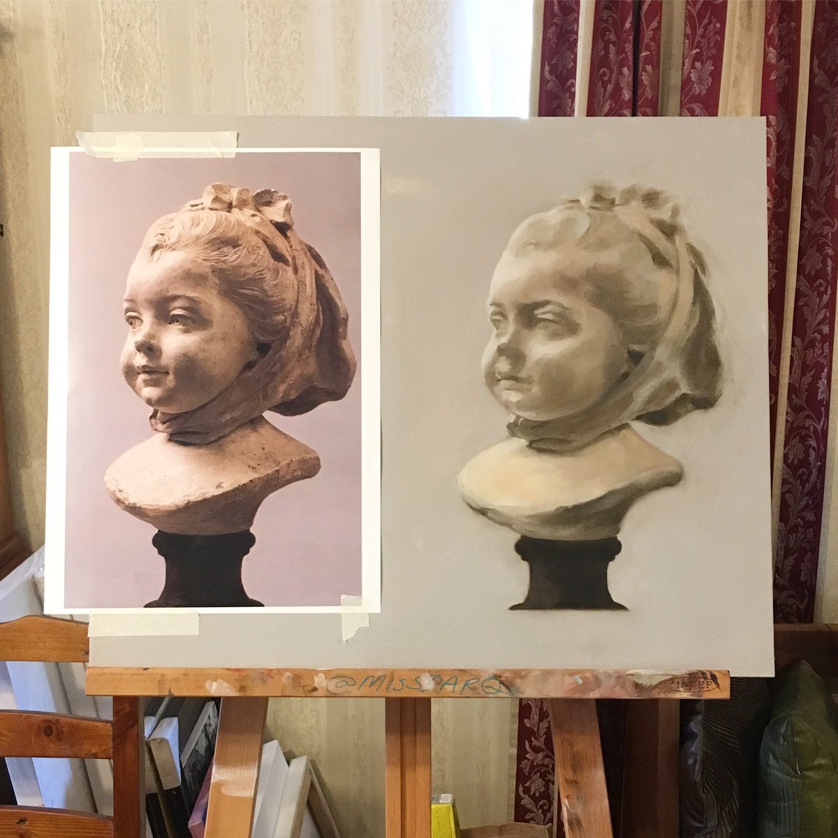 ashdarq's tweet photo. A progress shot from day 2 (I’m on day 3 now) realist classical painting with #MichaelFuchs - Austrian artist from Vienna. Amazing teacher. Learning so much 💘
#realism #realismpainting #melbourneartist #australianartist https://t.co/dGWIyPx854