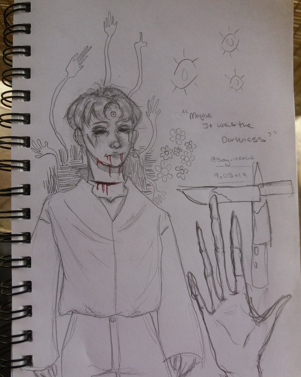 icarusthemage's tweet photo. Maybe it was the darkness? #art #traditionalart #drawing #gore https://t.co/j2AN8vS28e