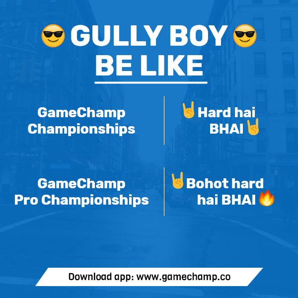 GamechampApp's tweet photo. 🤘Kya bol reli hai public!!!🤘

🤩Boys from the Gully is liking the Pro Championship, are you guys also liking Pro Championships?👈

👇Tell us in the comments below! 👇
#PlayGameChamp #GameChampApp #MobileGames #Games #PlayGamesWinCash #GullyBoy #bhothhard https://t.co/NcSpP6JQhJ