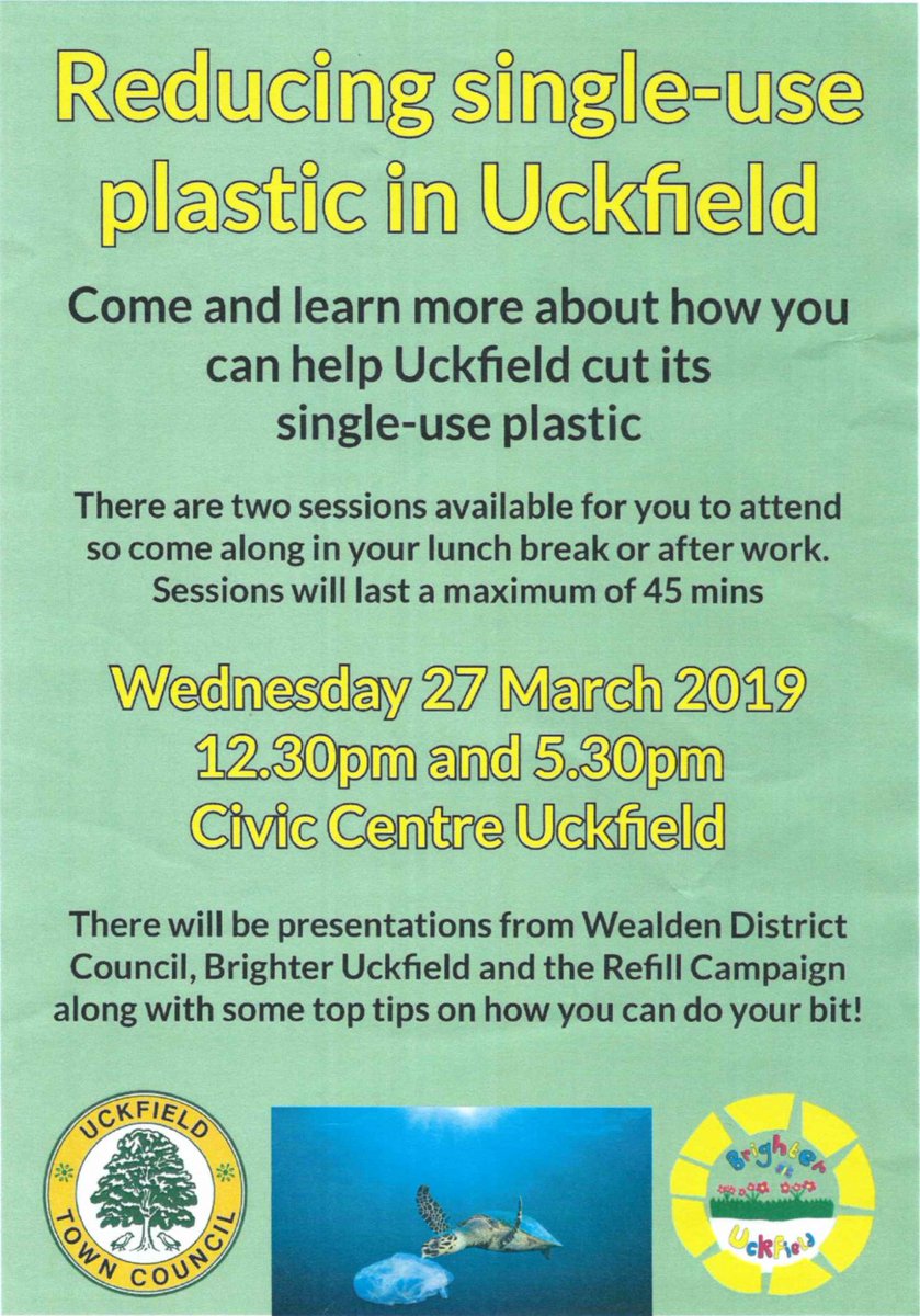 BrightUckfield's tweet photo. Here's a clearer pic announcing the single use plastic presentations at the Civic Centre https://t.co/2BgYrmJH4a