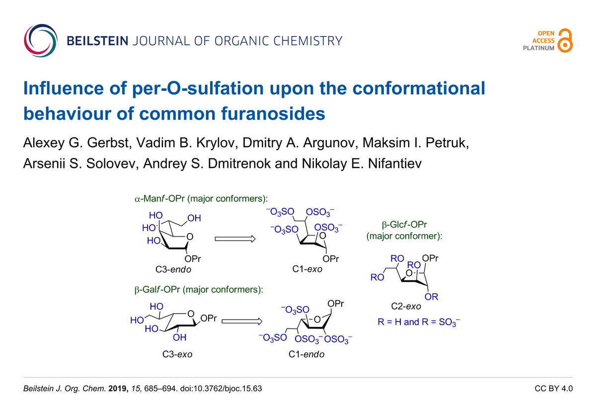 BeilsteinInst's tweet photo. Nikolay E. Nifantiev and co-workers investigate three common #monosaccharide #furanosides and study the molecular geometry changes occurring upon total #sulfation
#NMR #ConformationalAnalysis
https://t.co/O5BSdLAYqF https://t.co/9t9Jn6ck6V