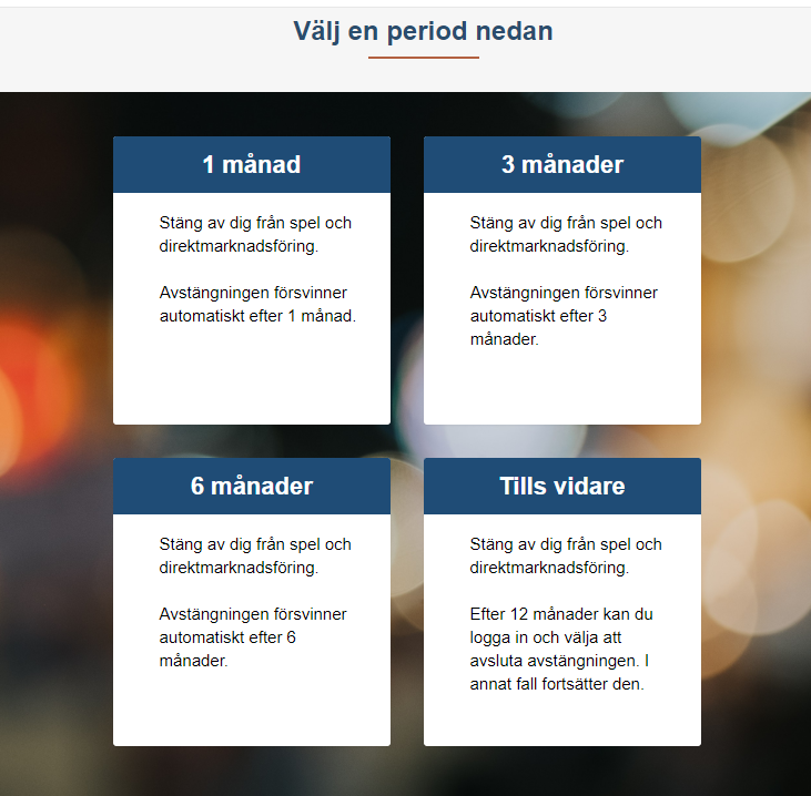 Spelar du för mycket? Får du för mycket spelreklam? 
Sedan 1 januari kan du med ett knapptryck stänga av dig från både spelande och direktreklam hos alla spelbolag med svensk licens! Gå in på spelpaus.se - och RT:a gärna om du vill att fler ska veta.