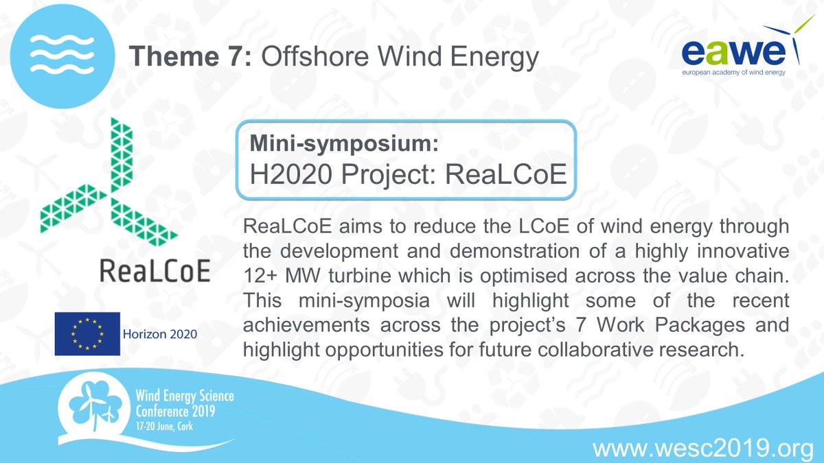 ReaLCoE2020's tweet image. We are happy to inform you that during the #WindEnergyScienceConference in Cork in June, Ireland, the ReaLCoE will be hosting a #seminar and social event to which you are kindly invited! #wesc2019 #horizon2020 
More: wesc2019.org/theme-7-mini-s…