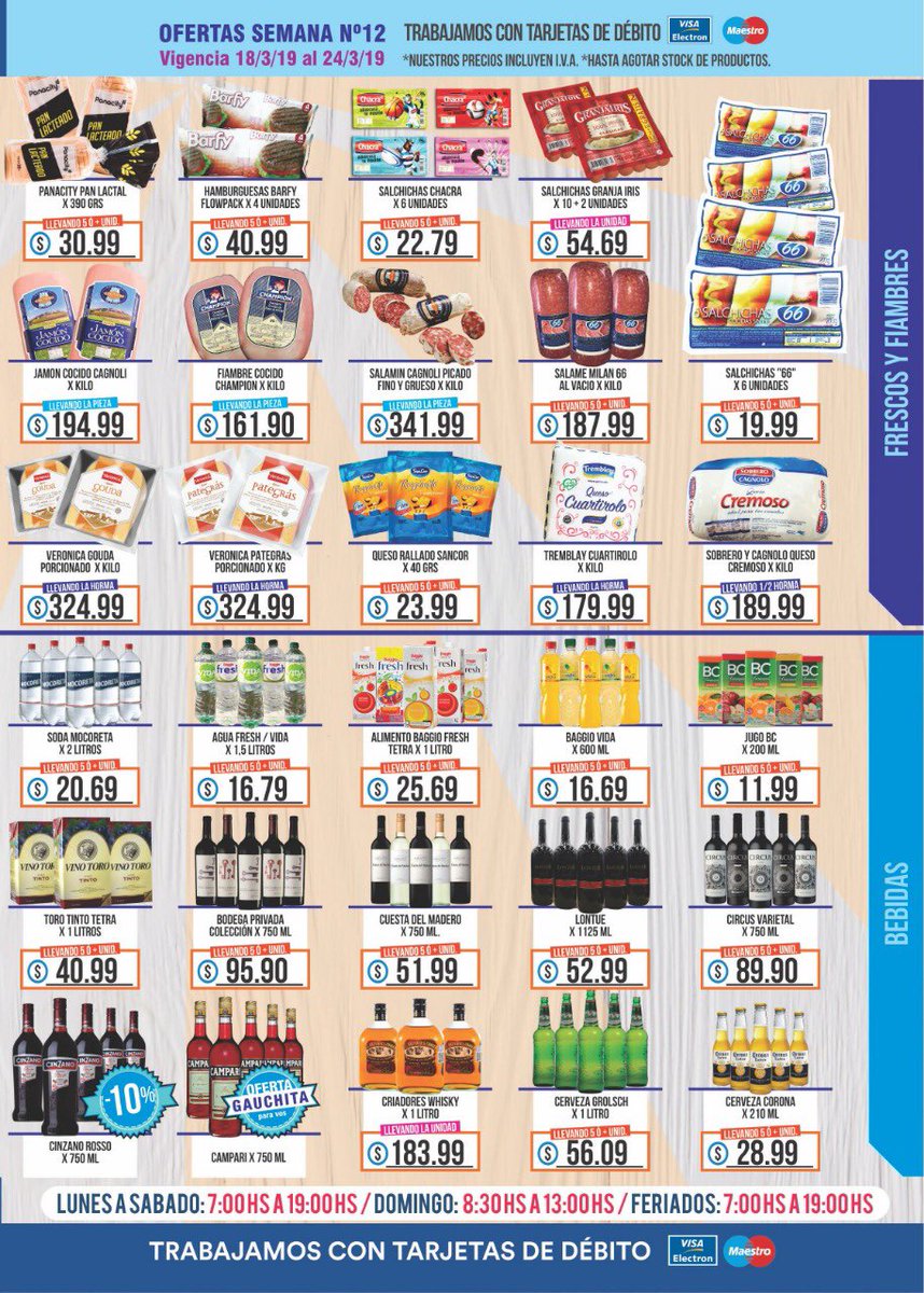 MGauchito's tweet photo. 🎉🎉TOP OFERTAS SEMANALES🎉🎉

Alimentos, Bebidas, Lacteos, Fiambres, Perfumería, Limpieza.

TE ESPERAMOS😉

El Gauchito, tu almacén mayorista.

#elgaucho #elgauchito #mayorista #almacen #mercado #mardelplata #ofertas #precios #supermercado #preciosbajos #barrio #mdq https://t.co/pjiT5nmRo5