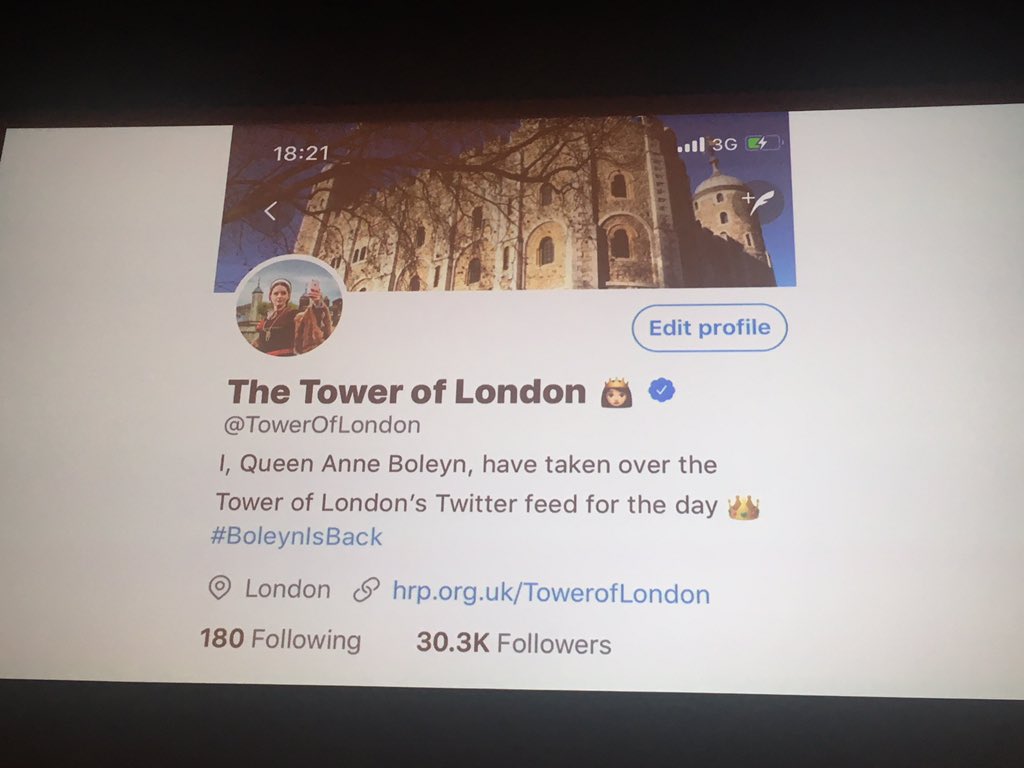 _HannahFreeman's tweet photo. Great talk from @HRP_palaces @ClaireLampon on #BoleynIsBack and how a playful tone of voice and meaningful & relevant social media content can have a huge impact #CultureGeek https://t.co/8ZKOOKexSL