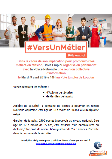 HervePoussineau's tweet photo. C'est en @poleemploi_NA et c'est maintenant ! Le 9 vril dans votre agence de #Loudun les agents mobilisés. https://t.co/0ZfSVAMyly