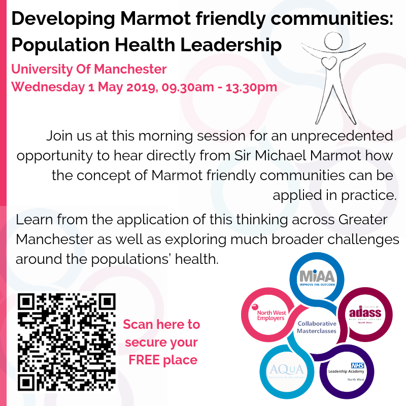 NWEmployers's tweet photo. Join us on Wednesday 1 May for an unprecedented opportunity to hear directly from @MichaelMarmot &amp; how the concept of Marmot friendly communities can be applied..

All places are completely free!
https://t.co/9bx11klN6H

#CollaborativeNW

@NWADASS @nhsnwla @MIAANHS @AQuA_NHS https://t.co/uSrHNotbem