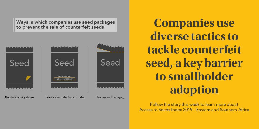 ATSIndex's tweet photo. Counterfeit seed affects the business viability of both #smallholderfarmers and #seedcompanies and has a significant impact upon companies’ adoption strategies and marketing &amp; sales activities. More Key Findings: https://t.co/yq9V7dggzx 
#ATSIndex2019 #accesstoseeds #foodsecurity https://t.co/qzEWeiKS7w