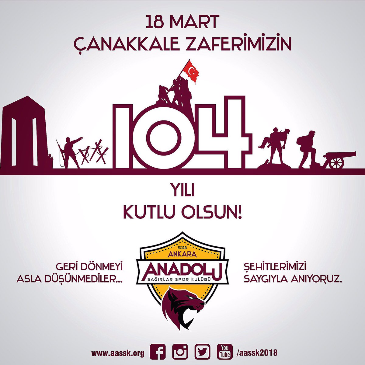18 Mart Çanakkale Zaferi'nin 104. yıldönümünde, Ulu Önderimiz Gazi Mustafa Kemal Atatürk ve tüm silah arkadaşlarını, bir kez daha saygı ve minnetle anıyoruz. 🇹🇷 #ÇanakkaleGeçilmez