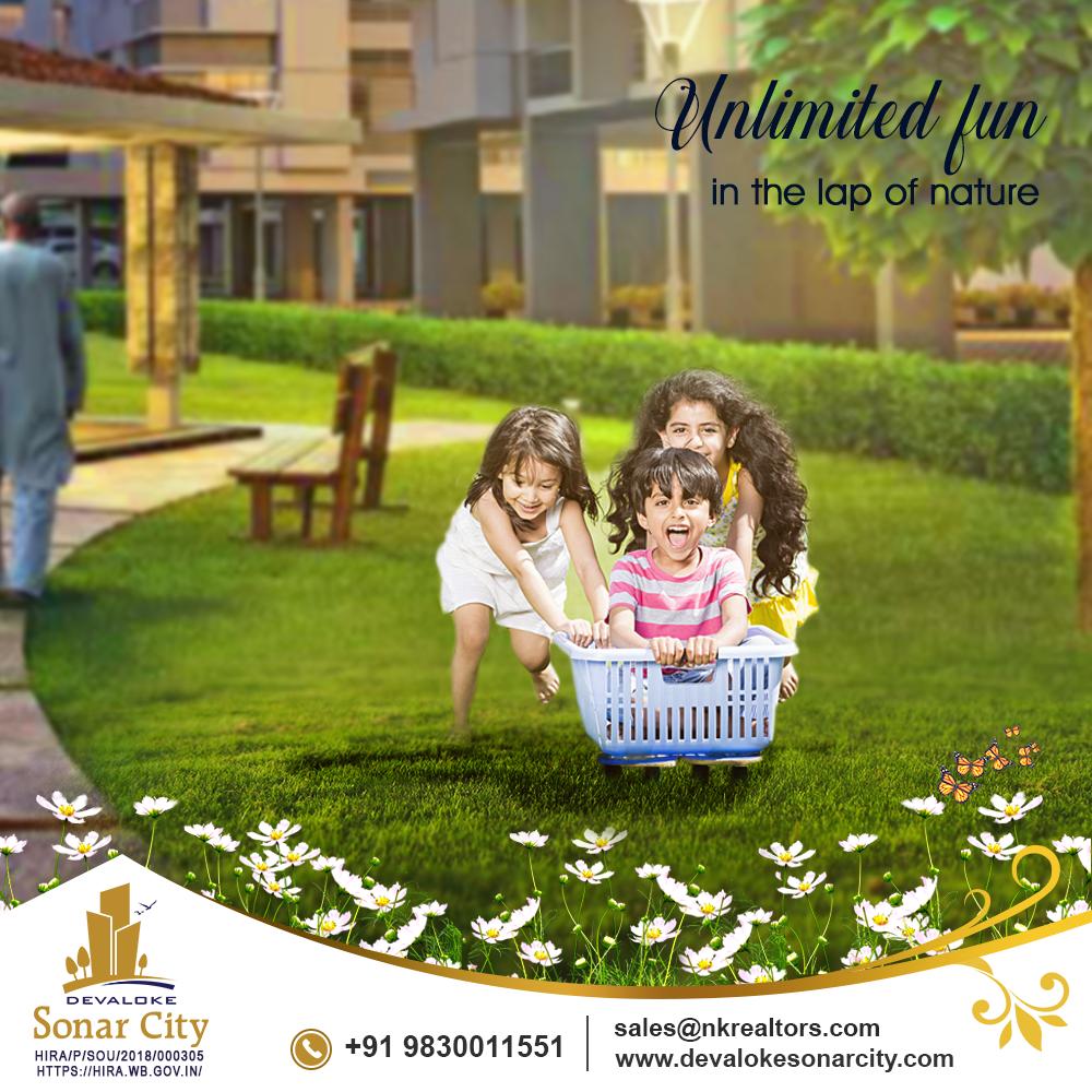 Distant from PUBG and addictive CPU games, let your kids enjoy the outdoors and get dirty while connecting to nature. #DwellWellAtDevalokeSonarCity #LuxuryFlats #ResidentialFlats #ApartmentInEMBypass #FlatsInSouthKolkata
