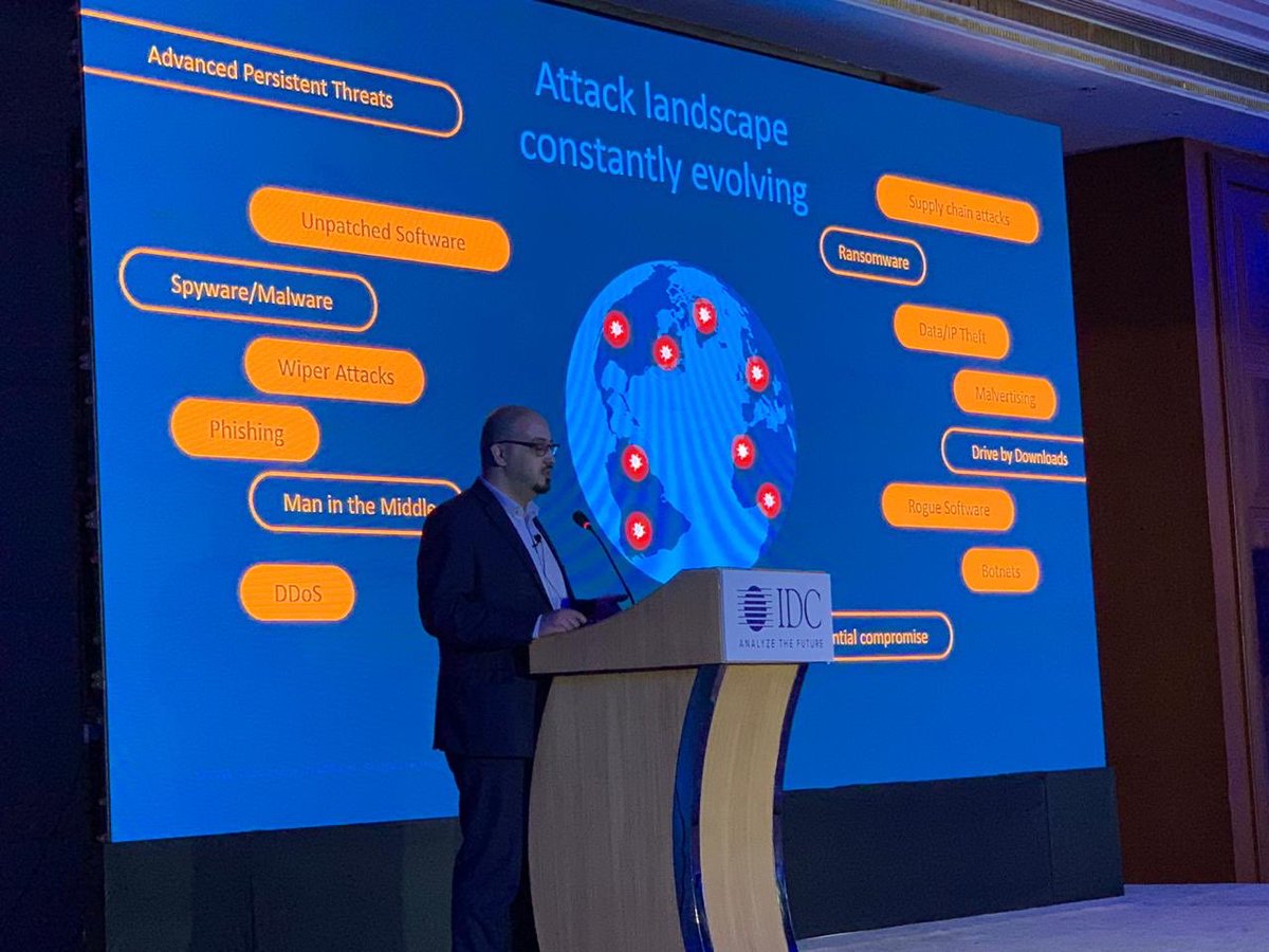 ciscomiddleeast's tweet photo. Ayed AL Qartah, Consulting Systems Engineer, Cisco Global Security Sales Organization (GSSO) discusses how Cisco are Defending Against today’s critical threats at IDC Kuwait #IDCITSecurity #CiscoSecurity #CiscoKuwait https://t.co/pTzgCWC81c