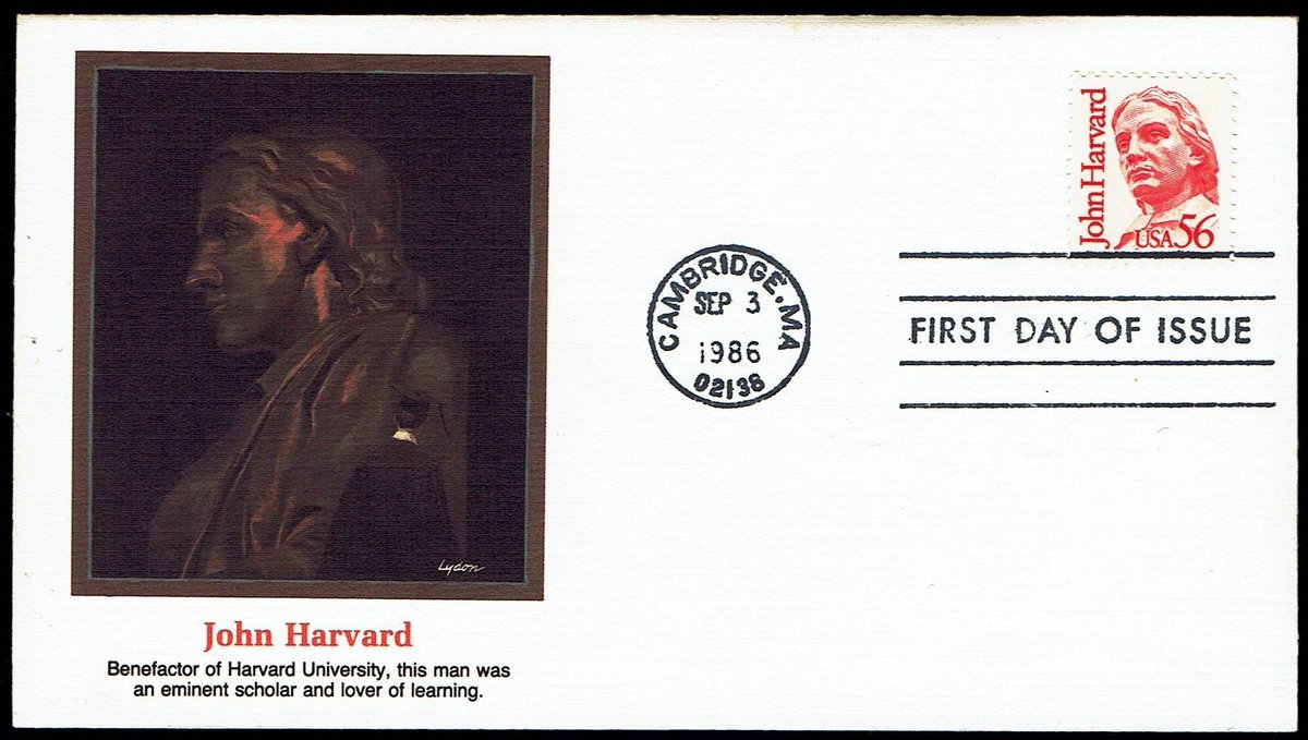 westfourthblvd's tweet image. US 2190 John Harvard University 1986 Fleetwood First Day Cover F2190-1 tuppu.net/79df1458 #Etsy #MyNewTag #VicsStamps