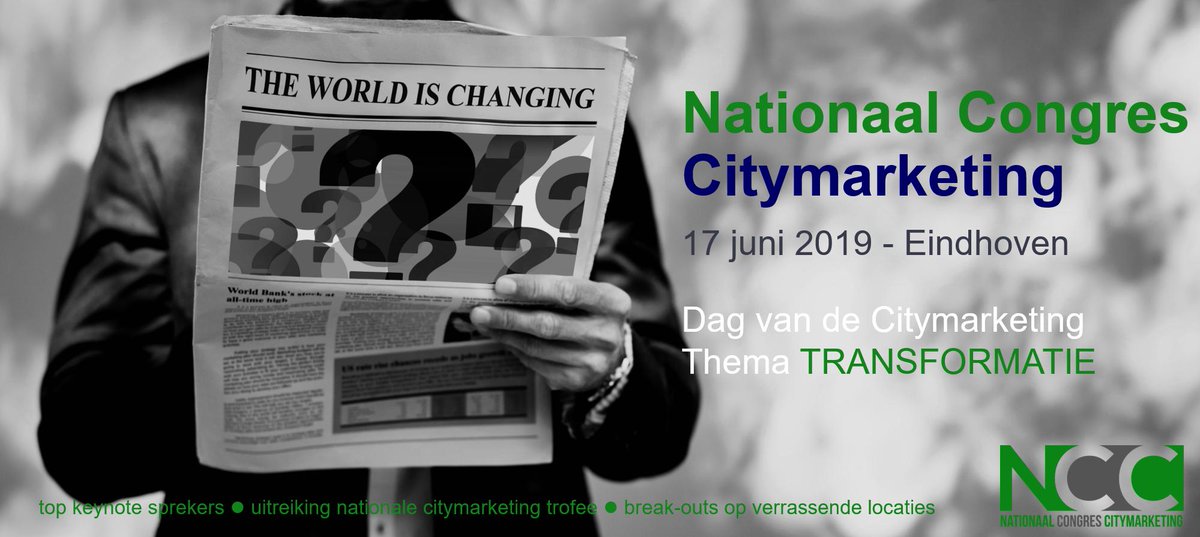 SAVE THE DATE Nationaal Congres Citymarketing met als thema Transformatie. En waar kunnen we dit congres beter organiseren dan de stad die bol staat van transformatie? Je bent van harte welkom op maandag 17 juni 2019 in Eindhoven. Aanmelden is al mogelijk! bit.ly/2TM3ydW