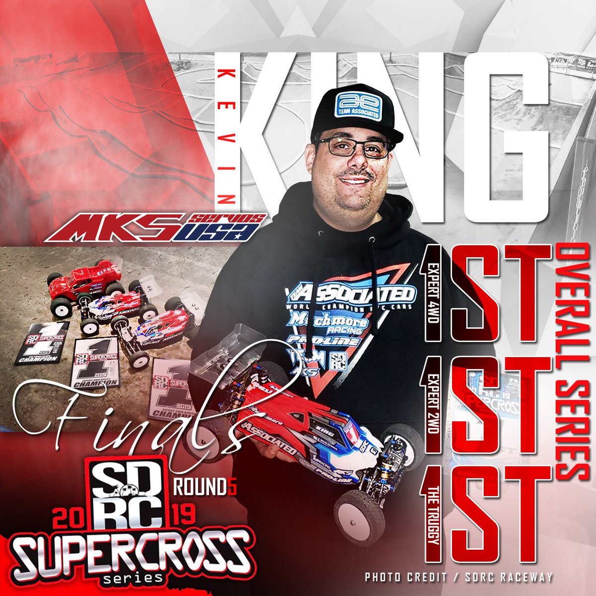 mksservos's tweet photo. Congrats team 🇺🇸Kevin King wins triple champion for three classes at 🇺🇸2019 SDRC SX Series Finals- Round 5!

#MKSservosUSA #MKSservos #TeamAssociated #ProlineRacing #SDRCRaceway #SuperCrossSeries #SXSeries https://t.co/HwaT7m9FyT