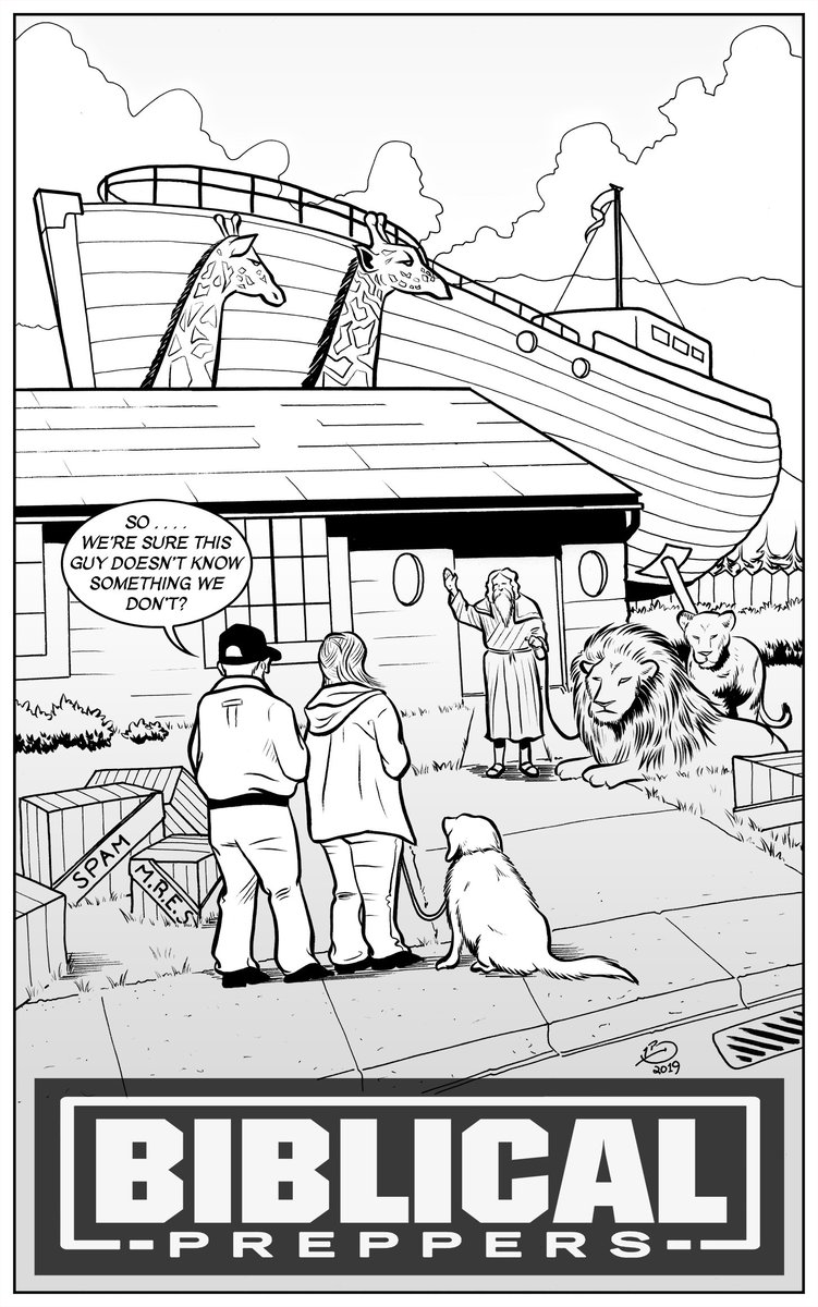 NLS_42's tweet photo. Here's my #ShadowLair #webcomic, number 108.
Shadow Lair is collected at
https://t.co/X5oHBxreEh
&amp;
https://t.co/9kA1iH6qHk 
#comic #comics #webcomics #webtoon #funny #joke #drawing #art #artistsontwitter #bible #religion #boat #ship #animals #lions #giraffes #preppers #noah https://t.co/6NhTxDzptS