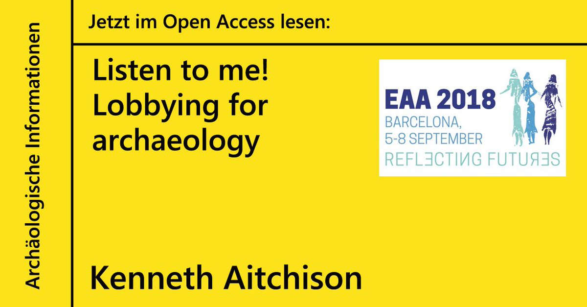 How can archaeologists exert political influence? Kenneth Aitchison's paper reviews &amp; compares approaches involving advocacy, including the preferred models of both the EAA &amp; the SAA, and lobbying. dguf.de/fileadmin/AI/A… #eaa2018 #s384