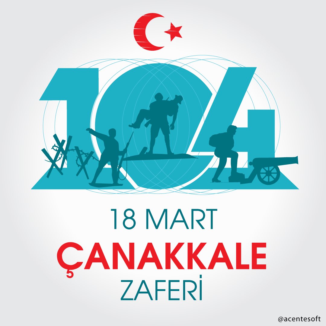 acentesoft's tweet photo. Çanakkale Zaferimizin 104. yılında;  başta Mustafa Kemal Atatürk ve silah arkadaşlarını, bağımsızlığı uğruna canlarını feda eden binlerce şehidimizi, gazilerimizi ve  tüm isimsiz kahramanlarımızı saygı ve minnetle anıyoruz.

#canakkalegecilmez https://t.co/SRzv2yjAZ2