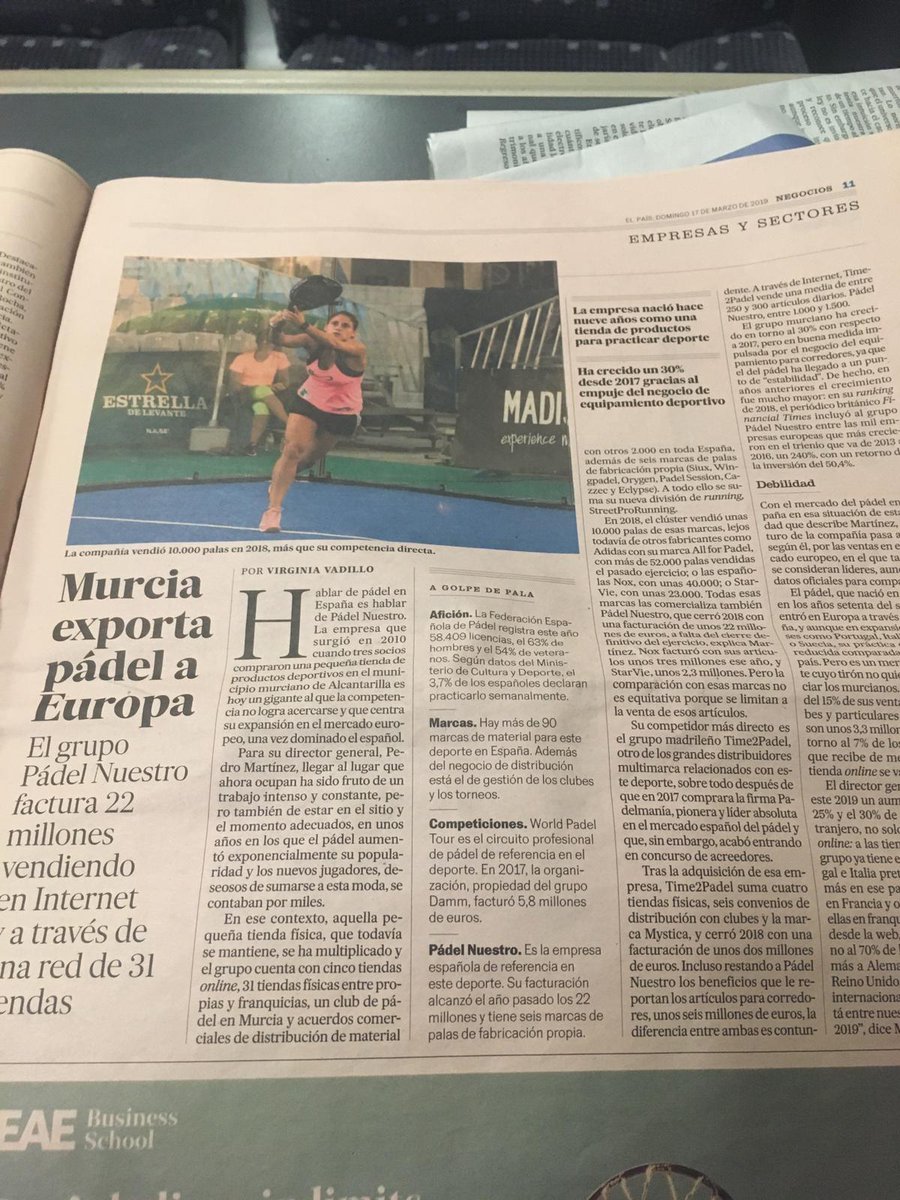 Encantados de llevar el pádel, y el nombre de Murcia, a toda Europa 🍋 Gracias a <a href="/elpais_espana/">EL PAÍS España</a> por interesarse en nuestra historia, y contarla a todos sus lectores 📰 ¡Seguimos! #Pádel #PadelNuestro #WPTMarbellaMaster
