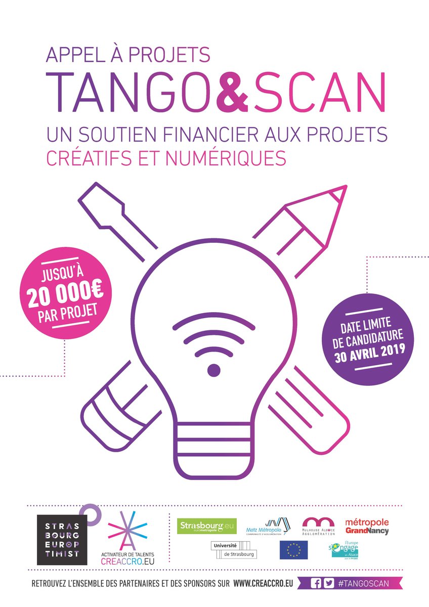 ArtemNancy_'s tweet photo. #etudiants entrepreneurs, porteurs de #projet ? Déposez votre dossier pour l'appel à projets TANGO&SCAN avant le 30 avril
+ d'infos https://t.co/N9v70tARKN
#tangoscan #creaccro https://t.co/FtwHmohqt5 @MulhouseAgglo @Grand_Nancy @MetzMetropole https://t.co/wroFqxBKj8