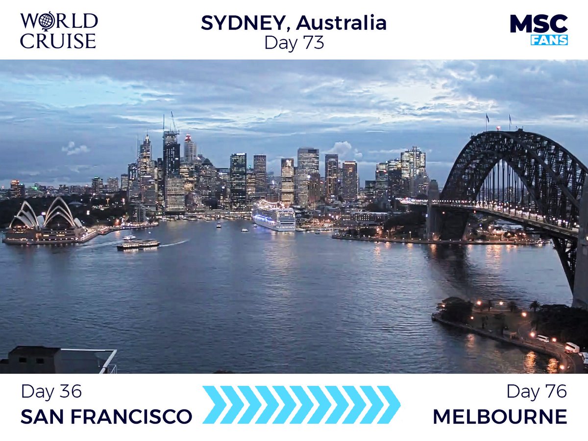 nolongermscfans's tweet photo. 🌍 #MSCMagnifica World Cruise - day 73

Good evening from #Australia #MSCFans! Do you know that Magnifica is the second MSC cruise ship to dock at #Sydney's Overseas Passenger Terminal? The first was #MSCOrchestra in 2015. 🇦🇺 https://t.co/bw6a5PTGcS