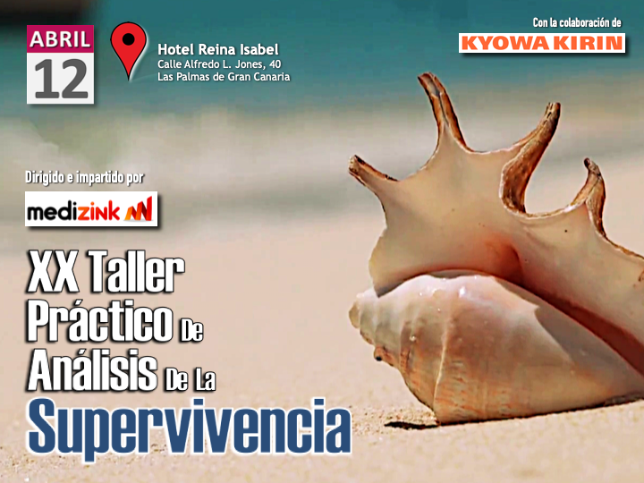 medizink's tweet photo. En abril volvemos a #LasPalmas de #GranCanaria para celebrar el #XXTallerAnálisisSupervivencia.Revisaremos parámetros como #Mediana, #Actuarial, #HazardRatio, y otros como #RMST y #RMTL.Todo ello en un entorno #práctico y con la dosis habitual de #buenhumor. #MedizinkenLasPalmas. https://t.co/1fGZcgMaGq